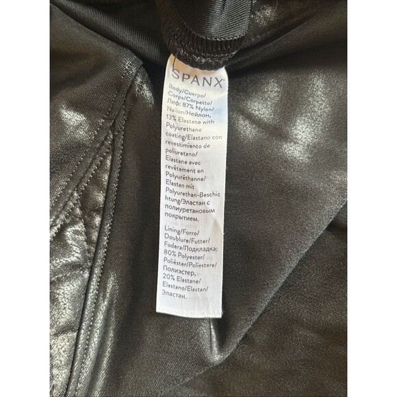 Spanx Black Vegan Faux Leather Moto Biker  Leggings Quilted Panels Small ($110) - Picture 7 of 10